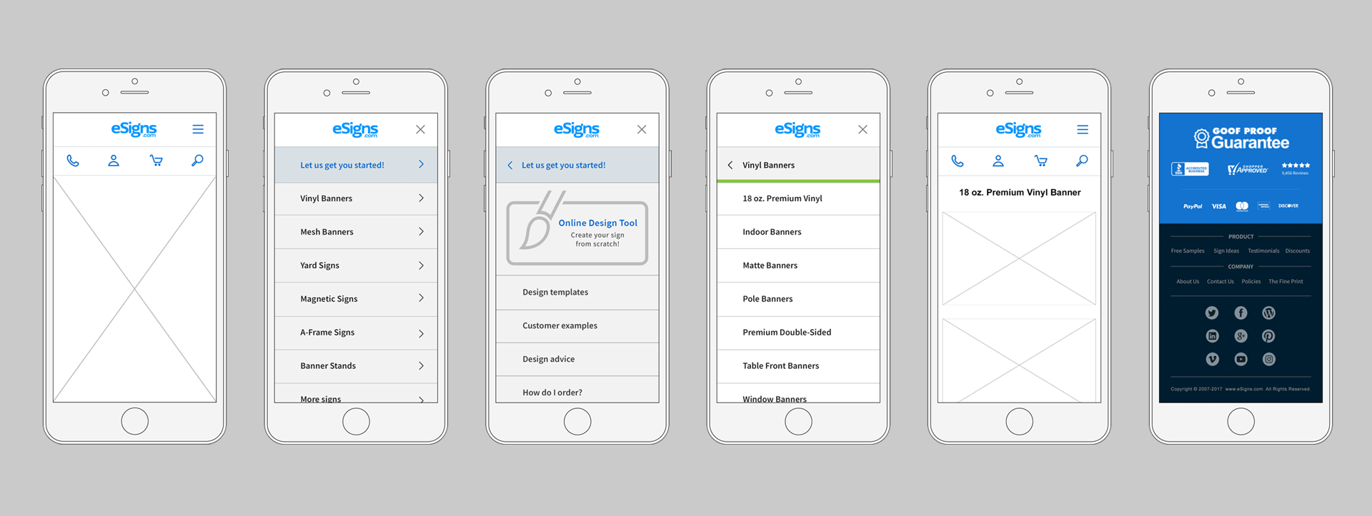 New mobile header and footer