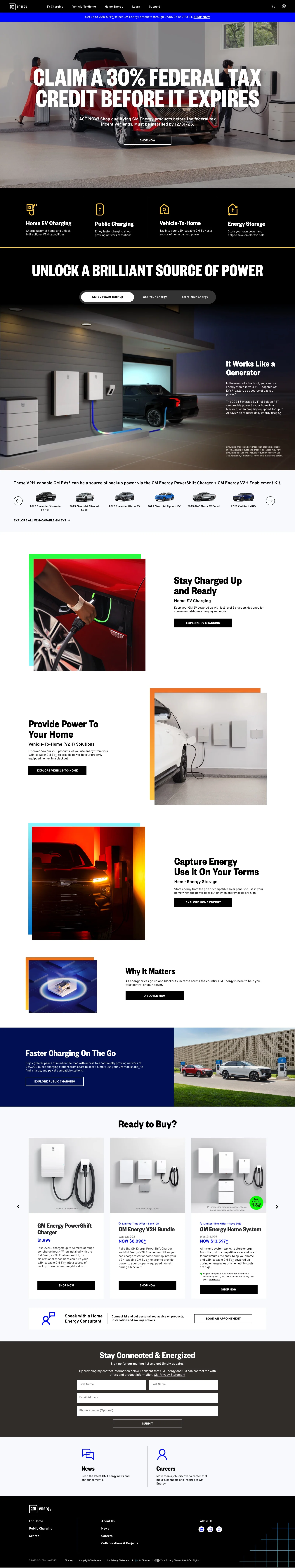 The live gmenergy.com homepage scrolling on a MacBook Pro