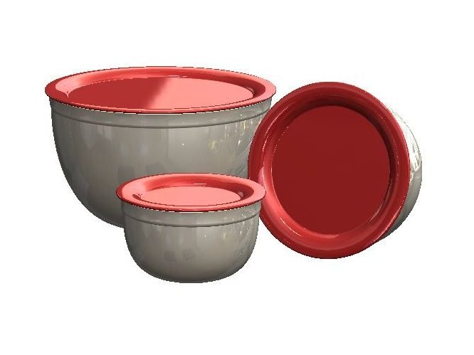 Early CAD concept — nested set with red lids