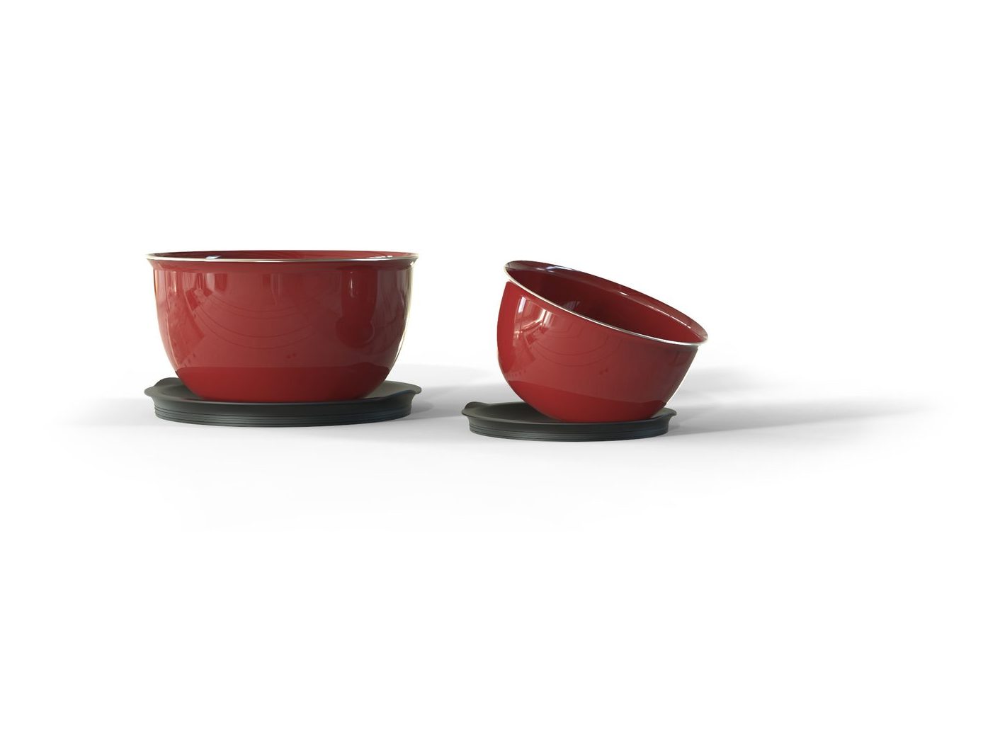Bowls seated on their inverted lids