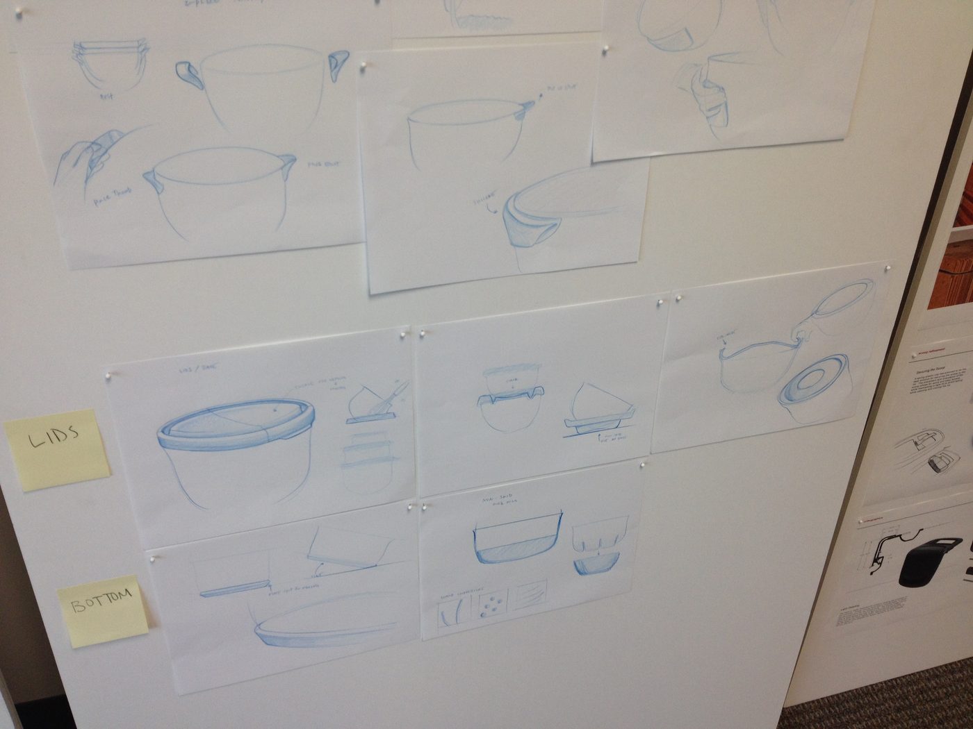 Sketch wall — lid and bottom concept sketches