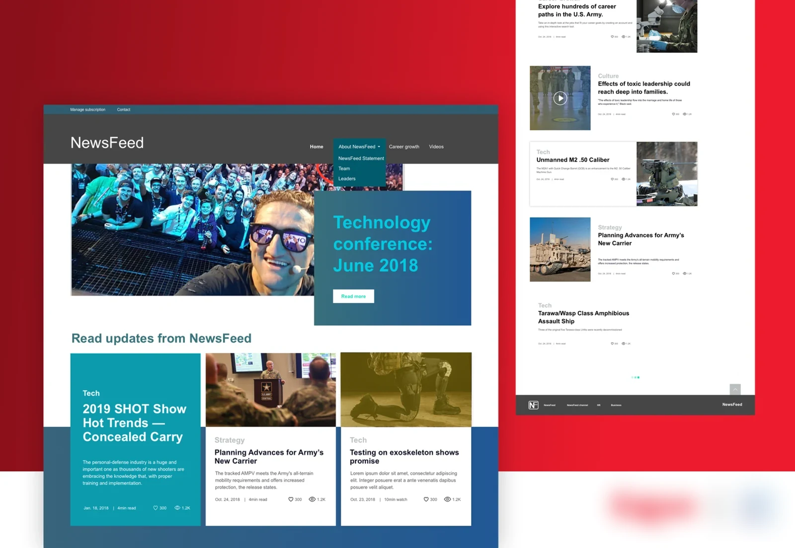 New platform homepage and feed — sanitized recreation